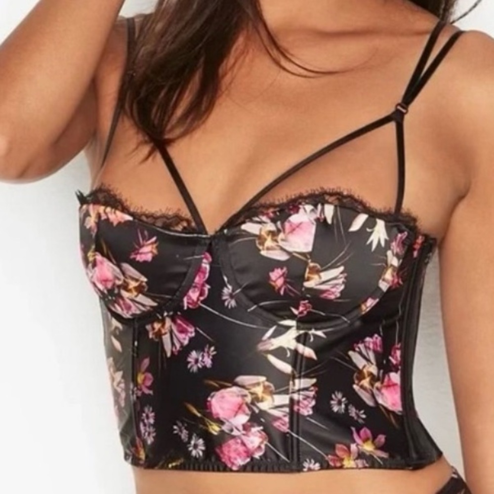 NWOT Victoria's Secret Very Sexy Strappy Floral Corset Bra Bustier Top